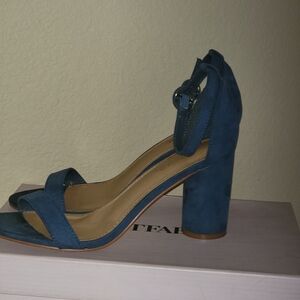 Women's Teal Block Heel Ankle Strap Sandal